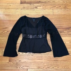 LOFT Tops - NWT Pretty Ann Taylor Loft Black Blouse w/Lace LOFT Tops - NWT Pretty Ann Taylor Loft Black Blouse w/Lace